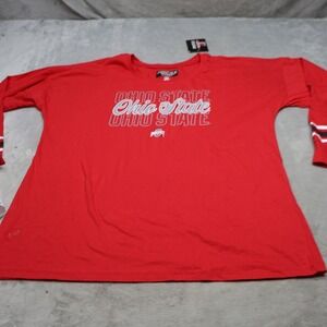 Ohio State Buckeyes Shirt Womens 2X Profile Varsity Red NCAA 3/4 Sleeve Crew NEW